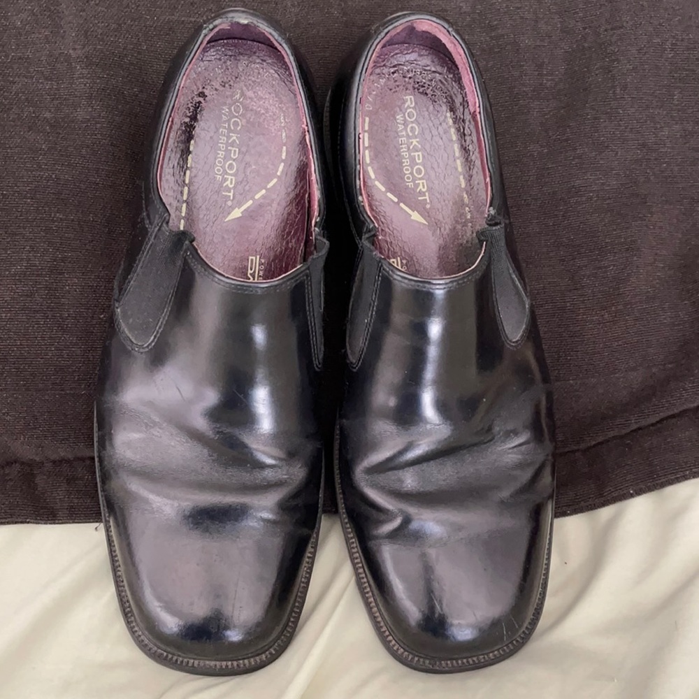 Rockport Black Waterproof Leather Slide On Shoes